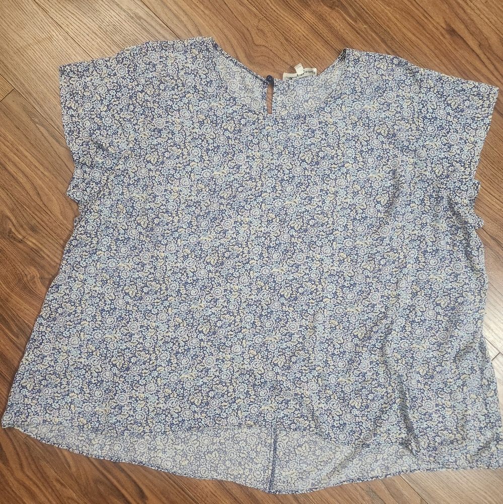 Blue Floral Plus Size 3x Blouse